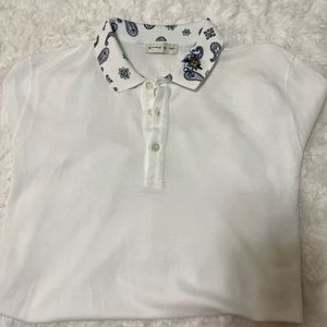 Etro white cotton polo shirt. Custom fit/small